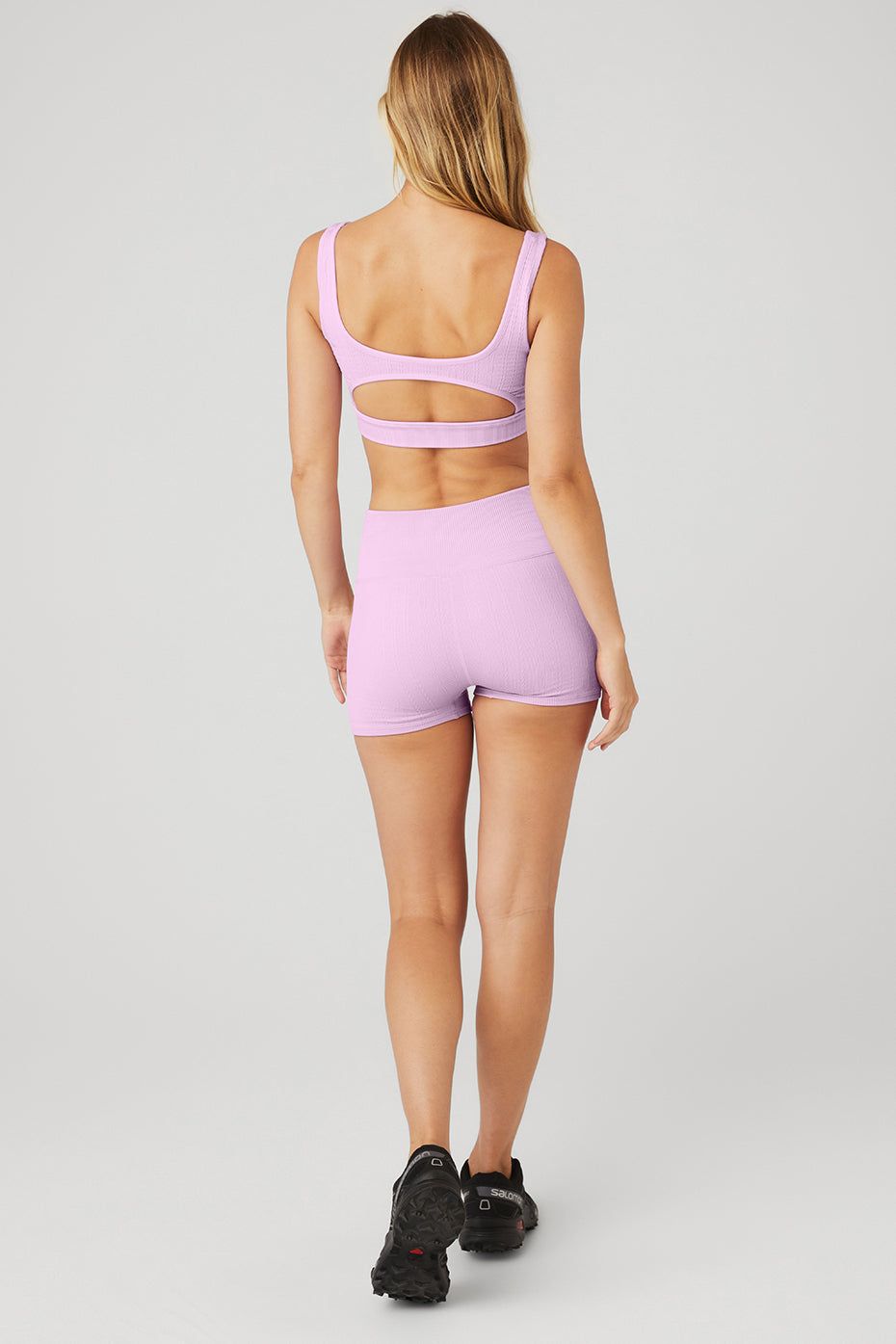 Seamless Cable Knit Bra & Semi-Sheer Seamless Cable Knit Hot Short Set - Sugarplum Pink sold by Alo Yoga product image thumbnail 2