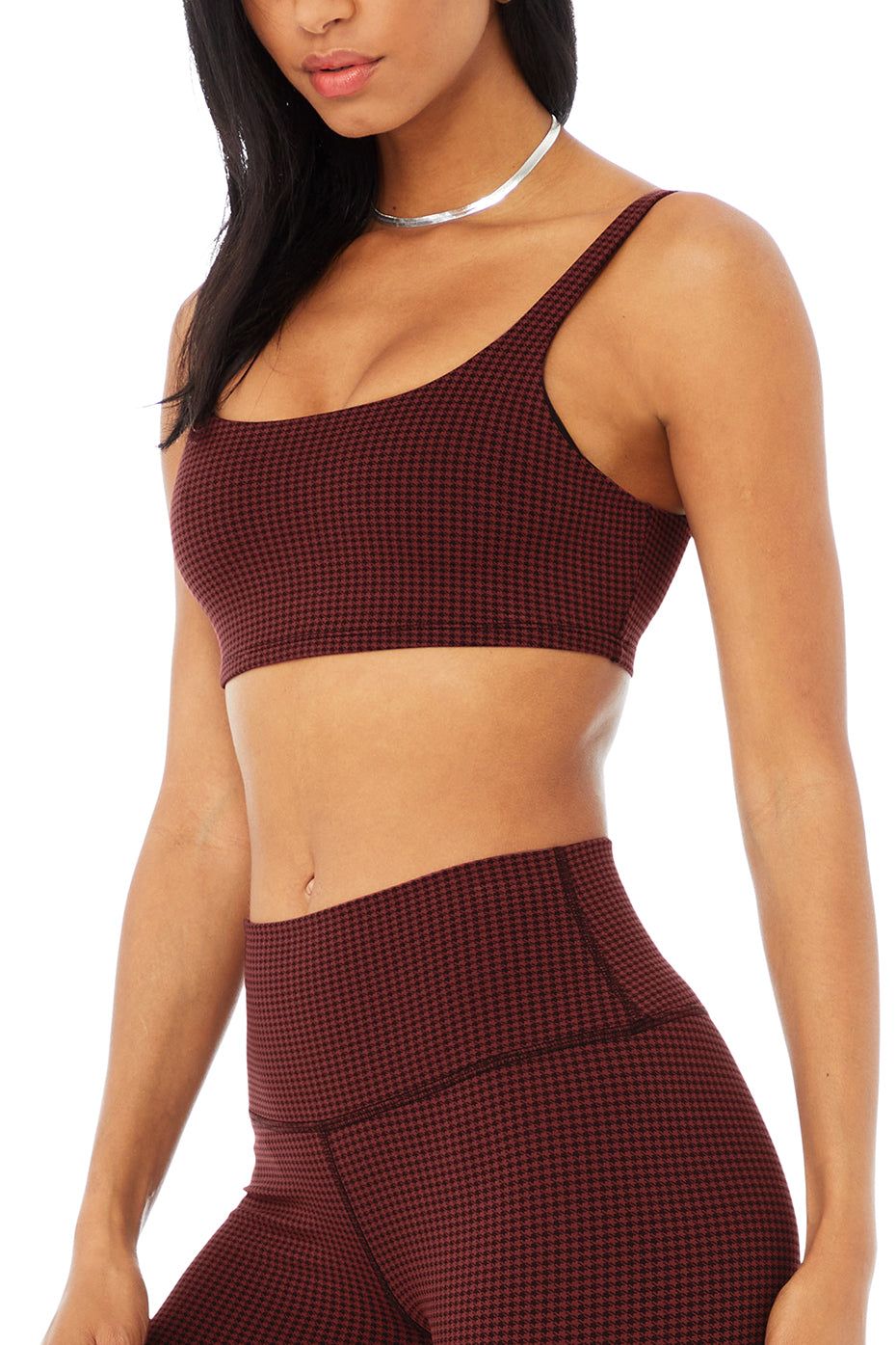 High-Waist Micro Houndstooth Legging - Cranberry/Black sold by Alo Yoga product image thumbnail 4