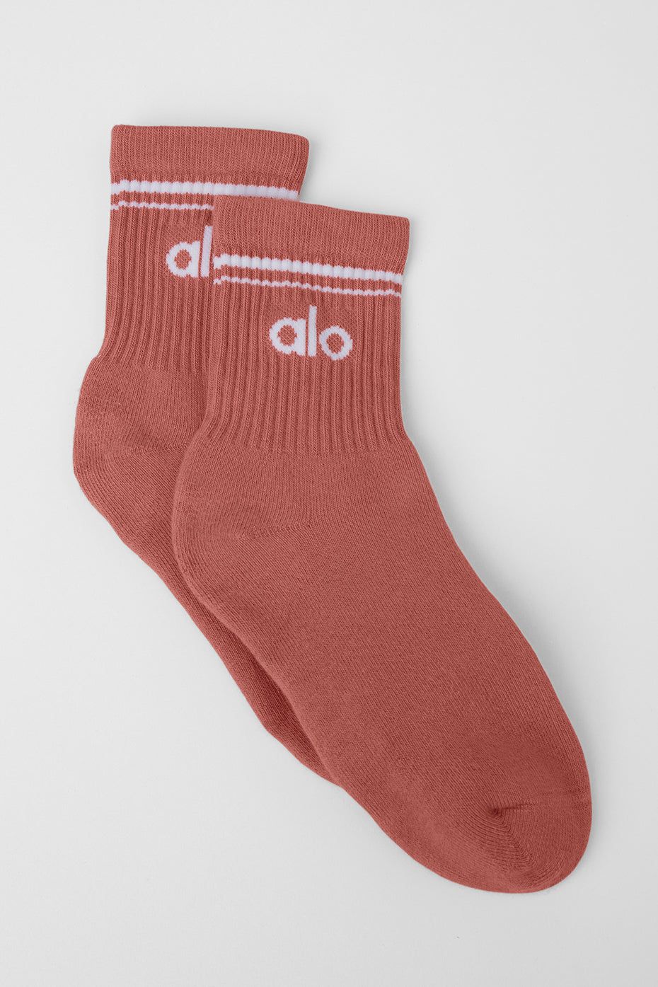 Unisex Half-Crew Throwback Sock - Soft Terracotta/White sold by Alo Yoga