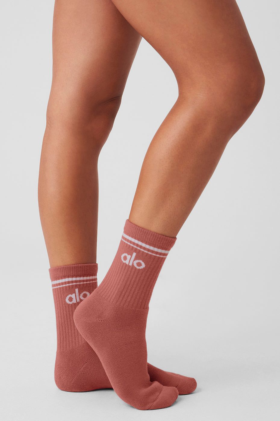 Unisex Half-Crew Throwback Sock - Soft Terracotta/White sold by Alo Yoga product image thumbnail 3