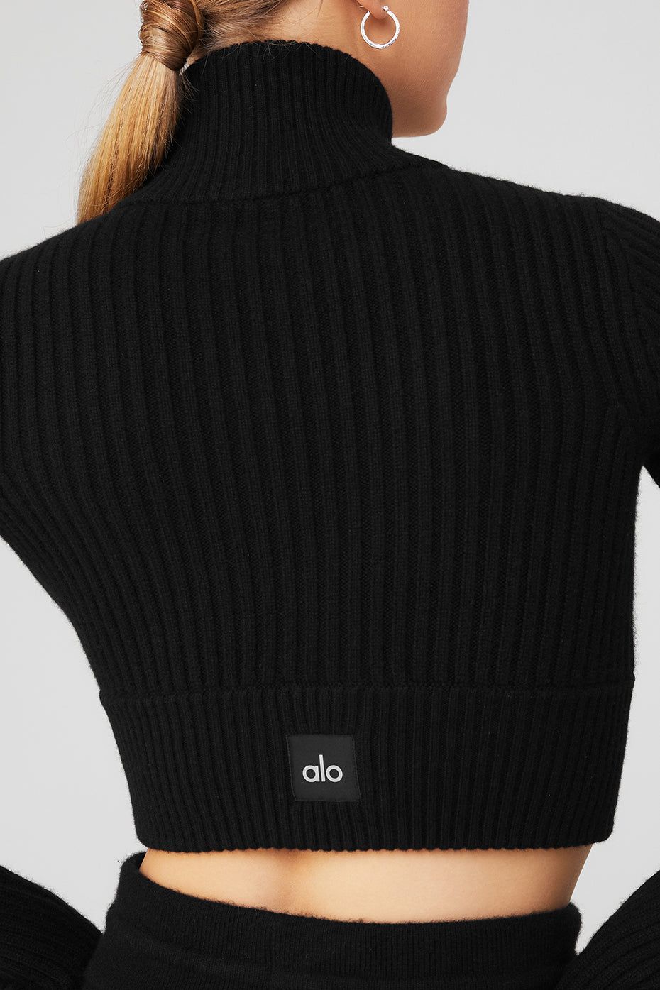 Cashmere Ribbed Winter Dream Cropped Turtleneck - Black sold by Alo Yoga product image thumbnail 5