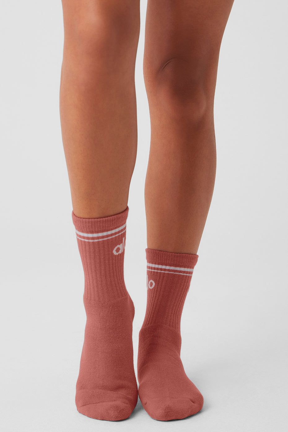 Unisex Half-Crew Throwback Sock - Soft Terracotta/White sold by Alo Yoga product image thumbnail 2