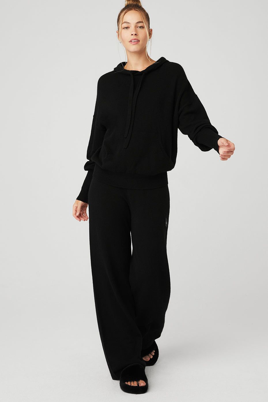 Cashmere Jet Set Hoodie & Cashmere High-Waist Jet Set Wide Leg Pant Set sold by Alo Yoga