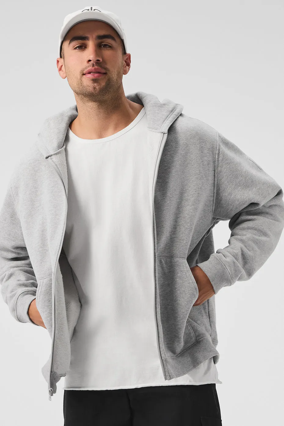 Renown Heavy Weight Full Zip Hoodie - Athletic Heather Grey sold by Alo Yoga