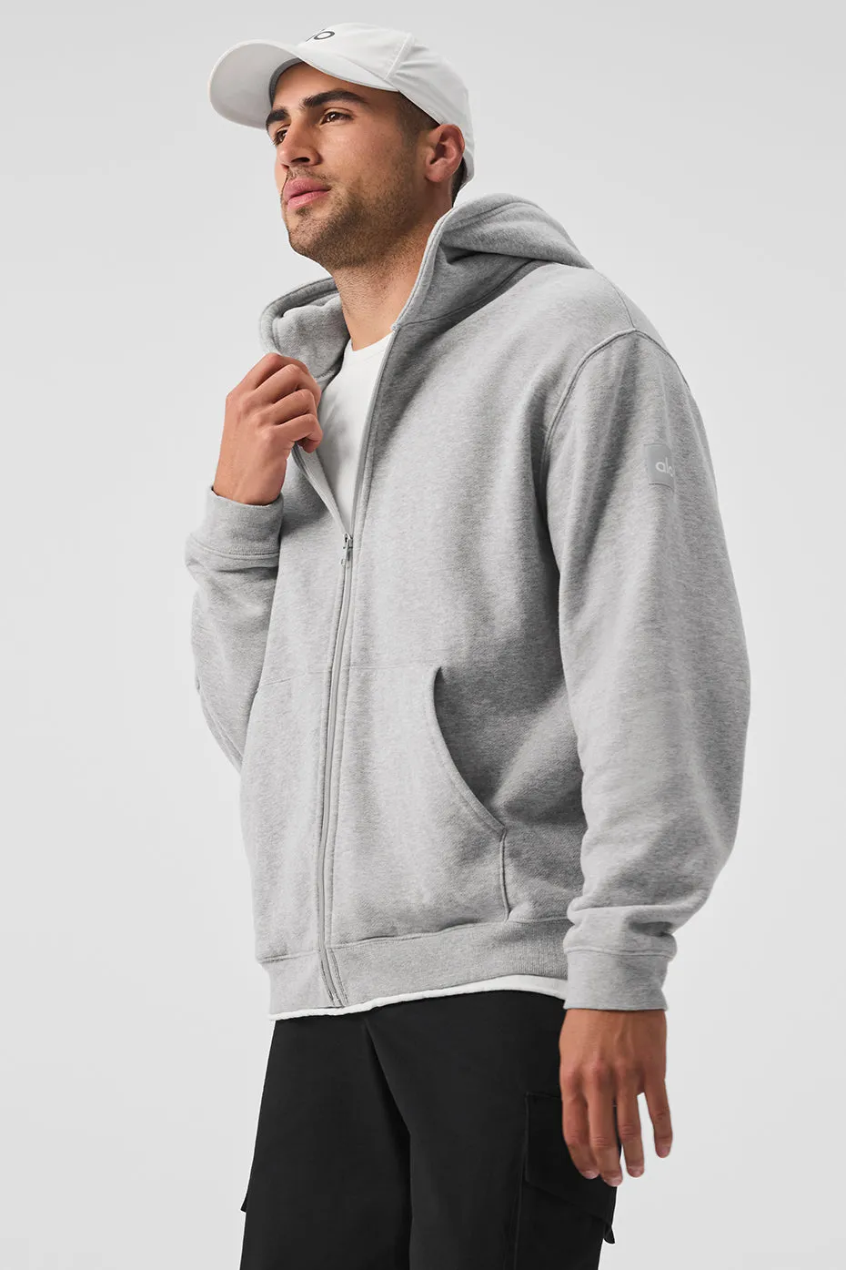 Renown Heavy Weight Full Zip Hoodie - Athletic Heather Grey sold by Alo Yoga product image thumbnail 3