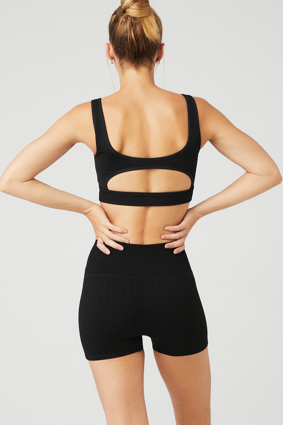 Seamless Cable Knit Bra - Black sold by Alo Yoga product image thumbnail 2