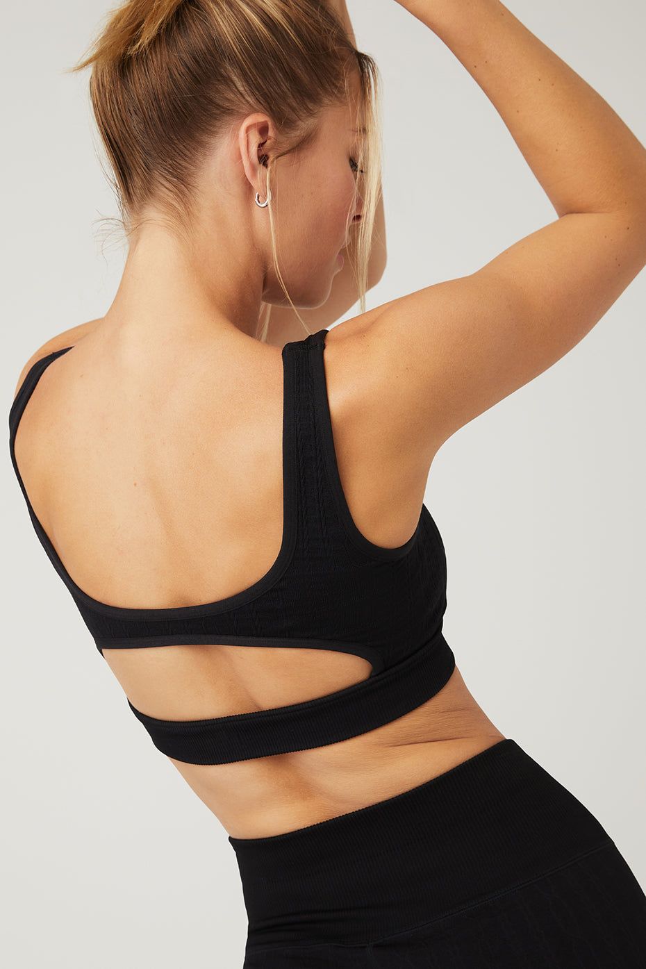 Seamless Cable Knit Bra - Black sold by Alo Yoga product image thumbnail 4