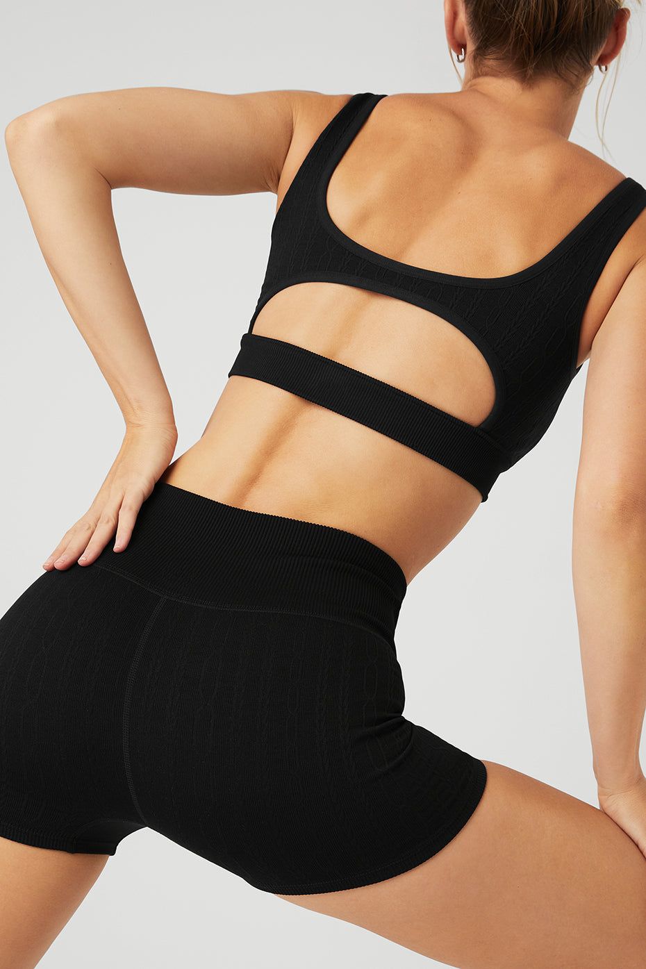 Seamless Cable Knit Bra - Black sold by Alo Yoga product image thumbnail 5
