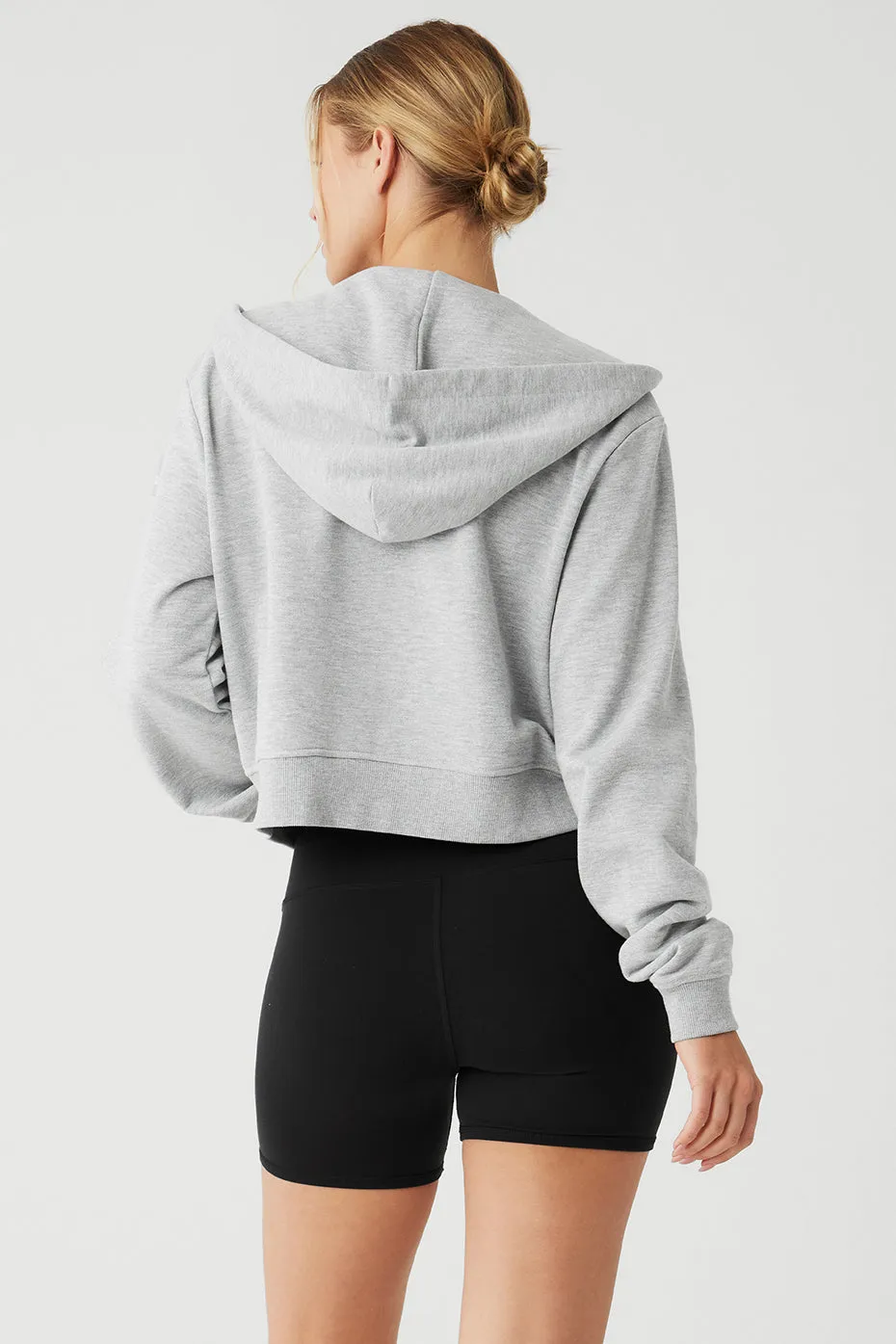 Routine Cropped Zip Hoodie - Athletic Heather Grey sold by Alo Yoga product image thumbnail 2