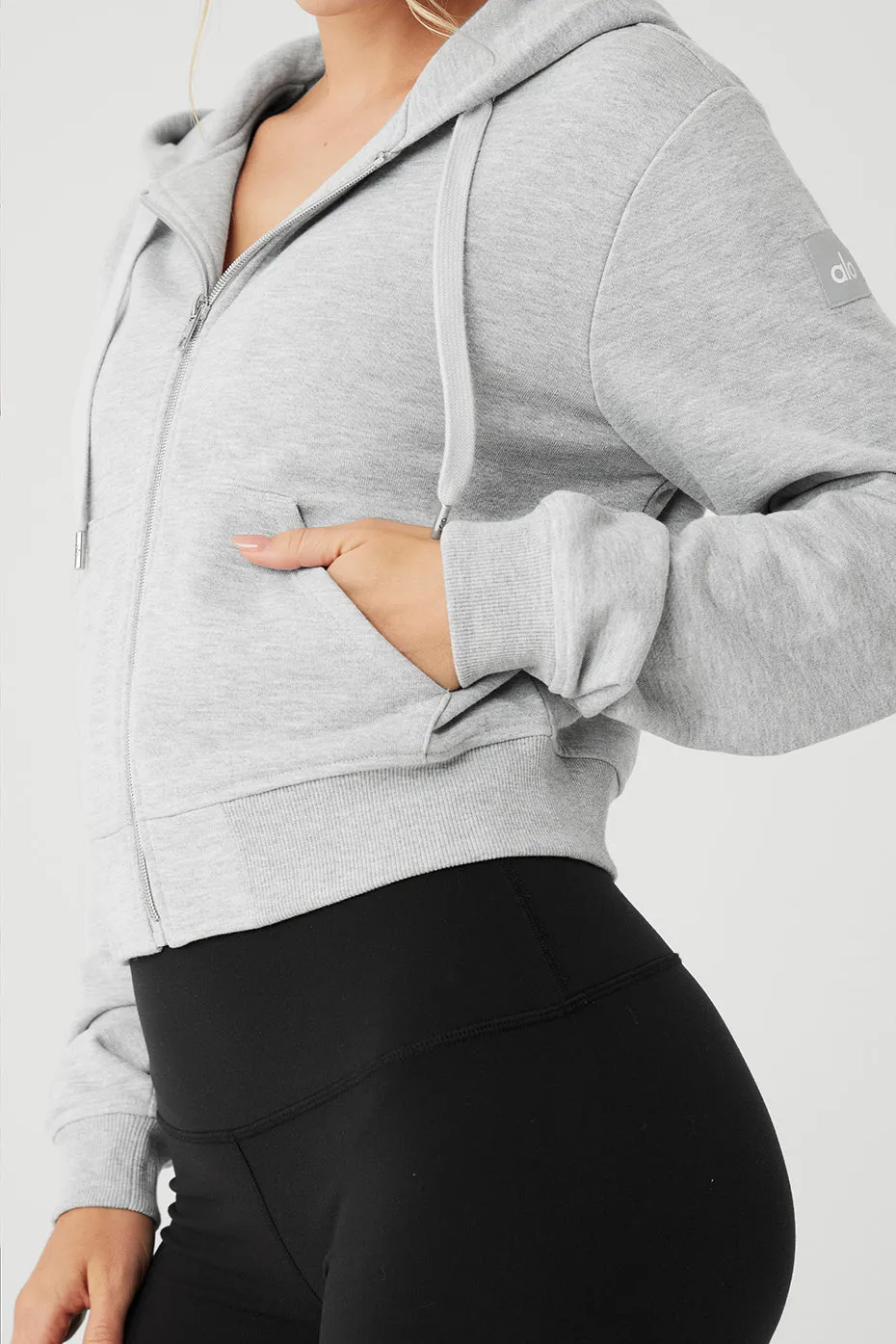 Routine Cropped Zip Hoodie - Athletic Heather Grey sold by Alo Yoga product image thumbnail 4