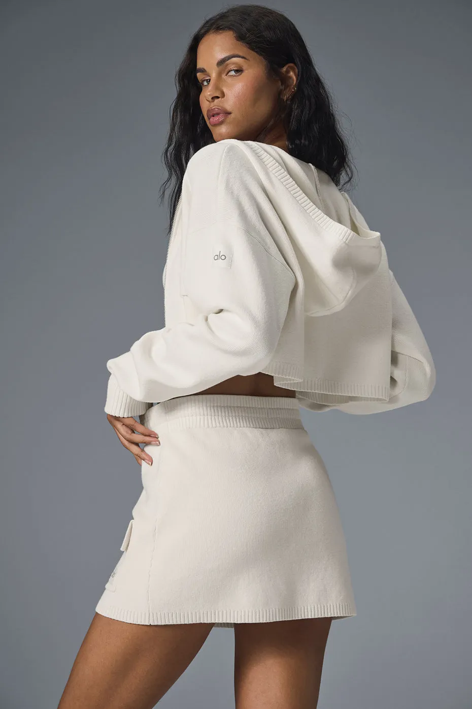 Scholar Knit Cargo Full Zip Hoodie - Ivory sold by Alo Yoga product image thumbnail 2