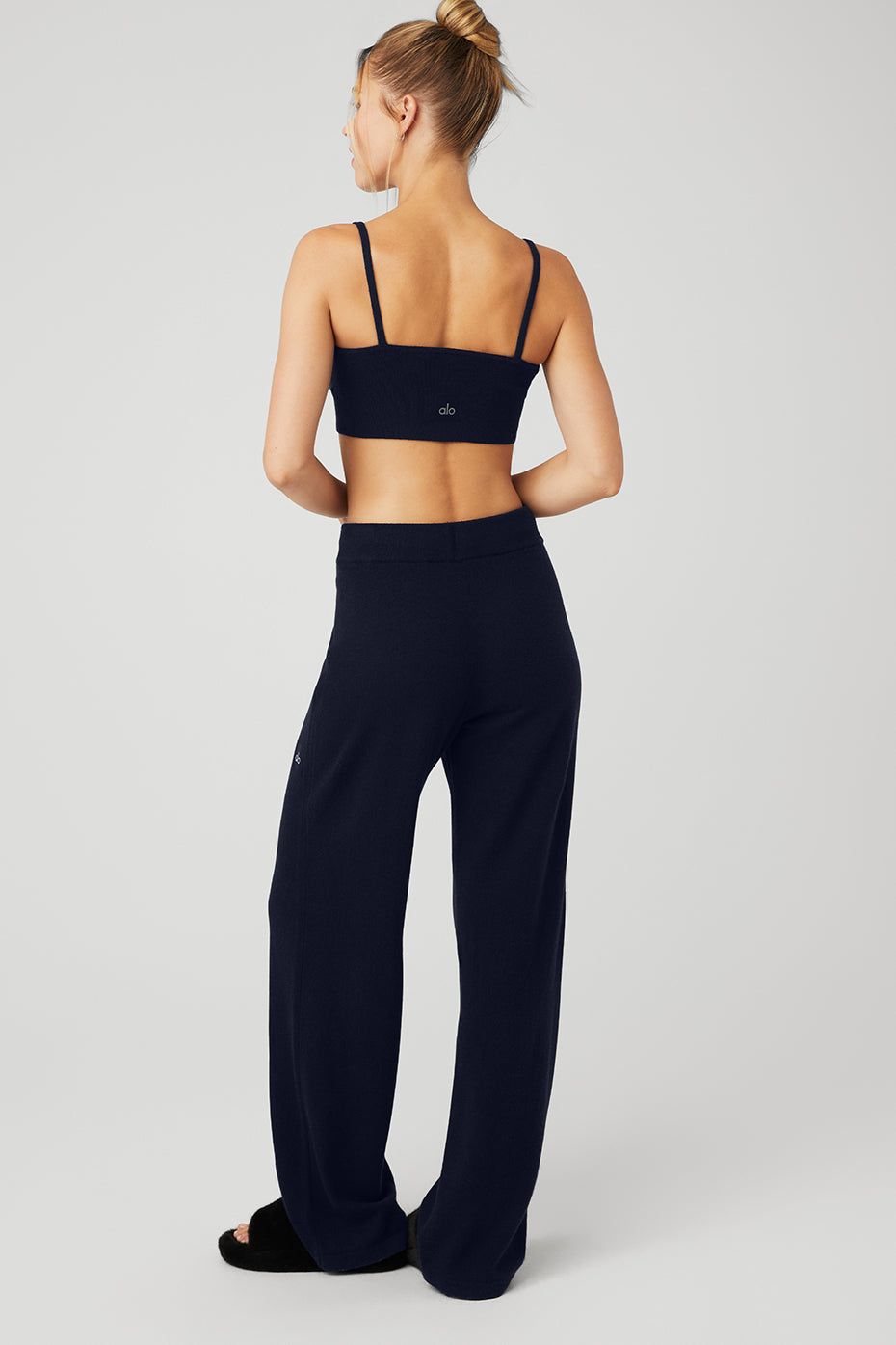 Cashmere Jet Set Bra & Cashmere High-Waist Jet Set Wide Leg Pant Set - Navy sold by Alo Yoga product image thumbnail 4