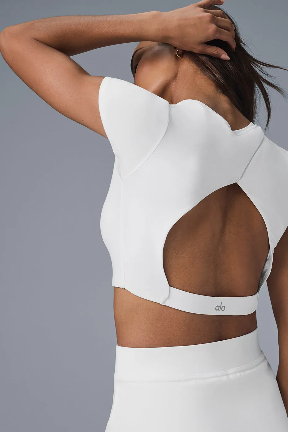 Alosoft Cropped Backspin Short Sleeve - White sold by Alo Yoga product image thumbnail 3