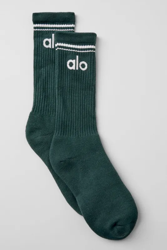 Unisex Throwback Sock - Midnight Green/White sold by Alo Yoga