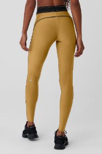 Airlift High-Waist Suit Up Legging - Golden Olive Branch/Black sold by Alo Yoga