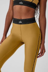 Airlift High-Waist Suit Up Legging - Golden Olive Branch/Black sold by Alo Yoga