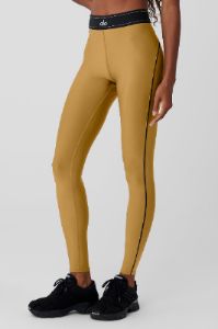 Airlift High-Waist Suit Up Legging - Golden Olive Branch/Black sold by Alo Yoga