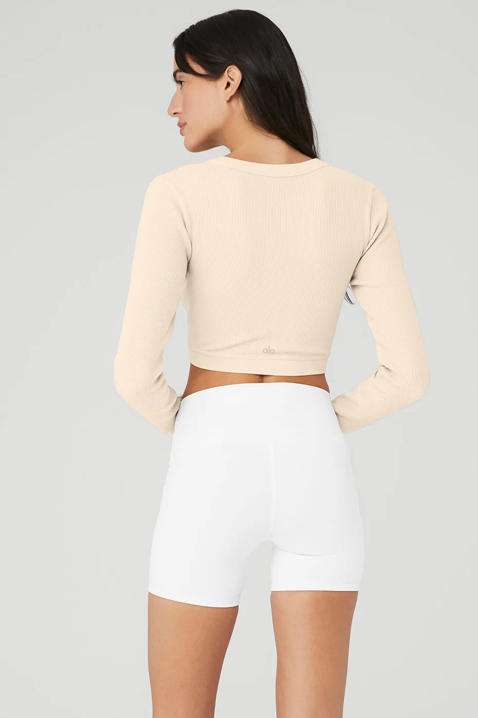 Seamless Ribbed Cropped Serene Long Sleeve - Macadamia sold by Alo Yoga product image thumbnail 2