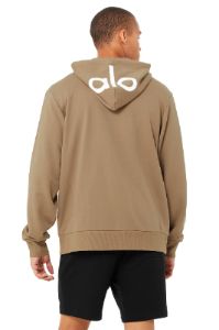 Caliber Zip Hoodie - Gravel/White sold by Alo Yoga
