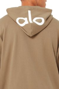 Caliber Zip Hoodie - Gravel/White sold by Alo Yoga
