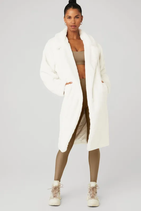 Oversized Faux Fur Trench - Ivory sold by Alo Yoga