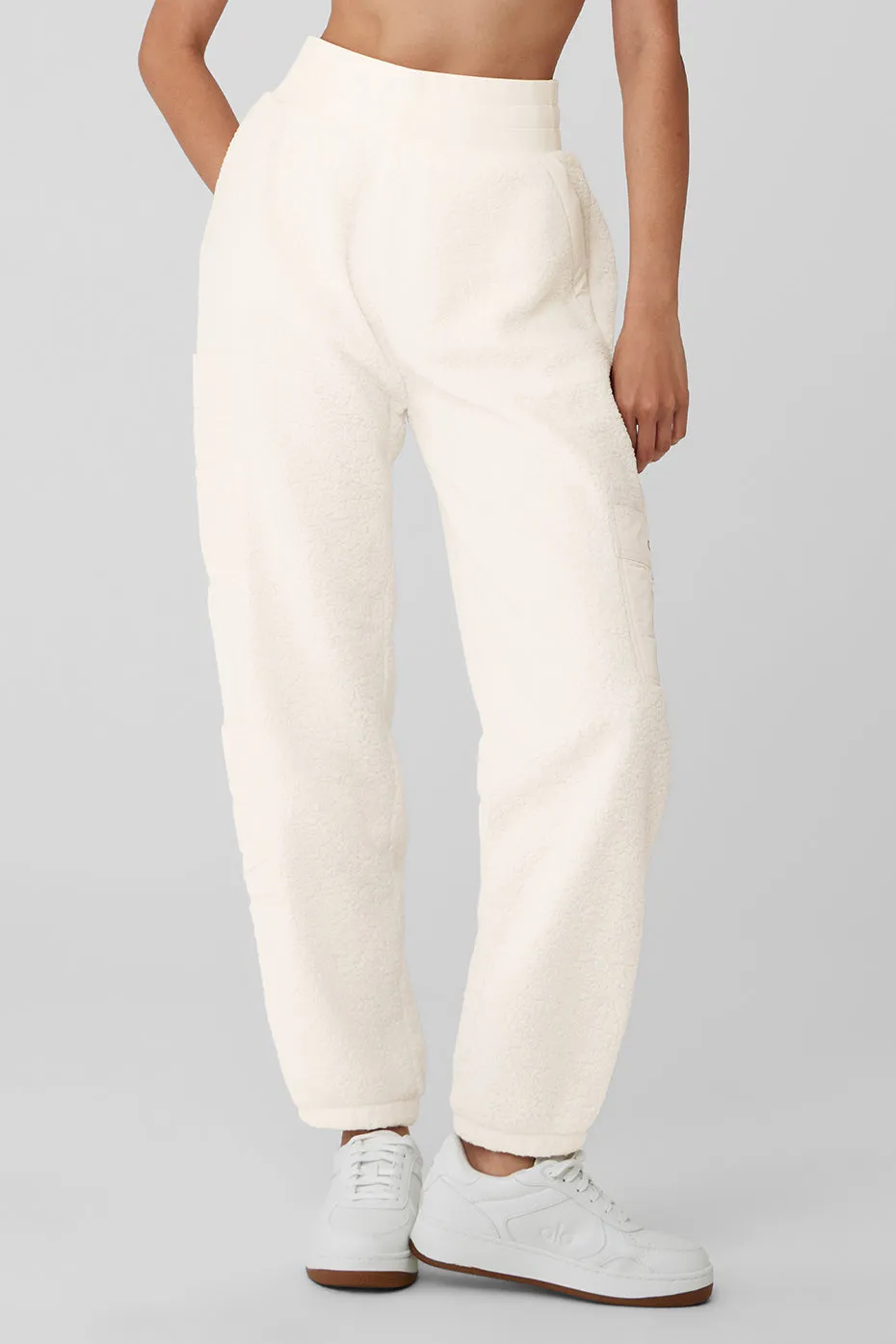 Micro Sherpa High-Waist Solstice Sweatpant - Ivory sold by Alo Yoga