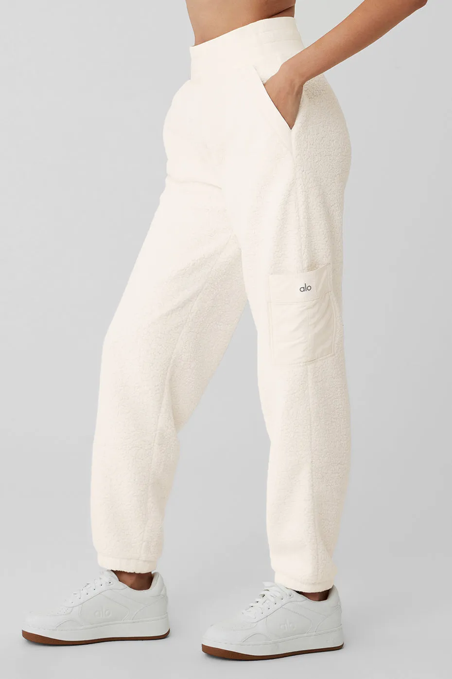 Micro Sherpa High-Waist Solstice Sweatpant - Ivory sold by Alo Yoga product image thumbnail 3