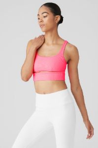 Slit Bra - Fluorescent Pink Coral sold by Alo Yoga