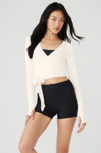 Cropped Escalate Wrap Top - Ivory sold by Alo Yoga