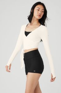 Cropped Escalate Wrap Top - Ivory sold by Alo Yoga