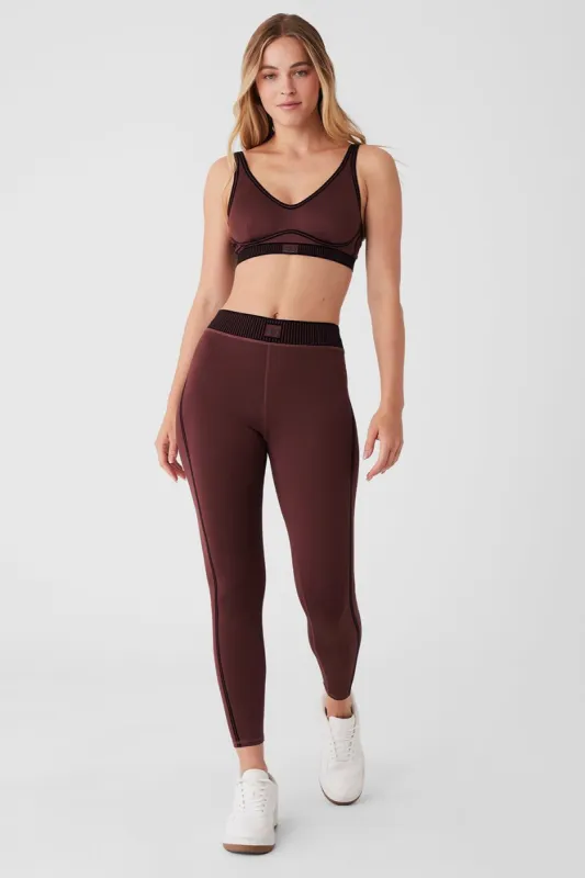 Airlift Line Up Bra & Airlift High-Waist 7/8 Line Up Legging Set - Cherry Cola sold by Alo Yoga