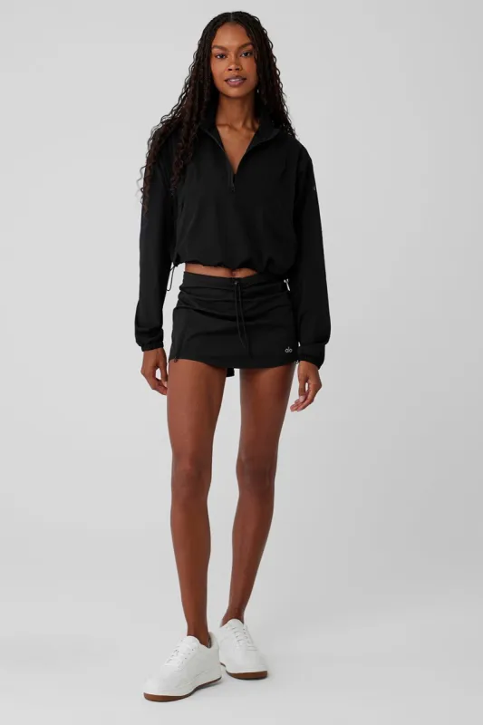 1/4 Zip Cropped In The Lead Coverup & In The Lead Skirt Set - Black made by Alo Yoga