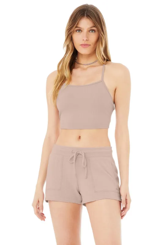 Alosoft Ribbed Crop Calm Tank - Dusty Pink sold by Alo Yoga