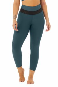 High-Waist Fitness Capri - Deep Jade/Black sold by Alo Yoga