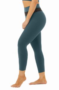 High-Waist Fitness Capri - Deep Jade/Black sold by Alo Yoga