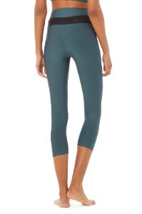 High-Waist Fitness Capri - Deep Jade/Black sold by Alo Yoga