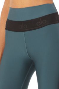 High-Waist Fitness Capri - Deep Jade/Black sold by Alo Yoga