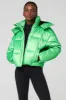 Pearlized Pristine Puffer - Green Glow/Black sold by Alo Yoga