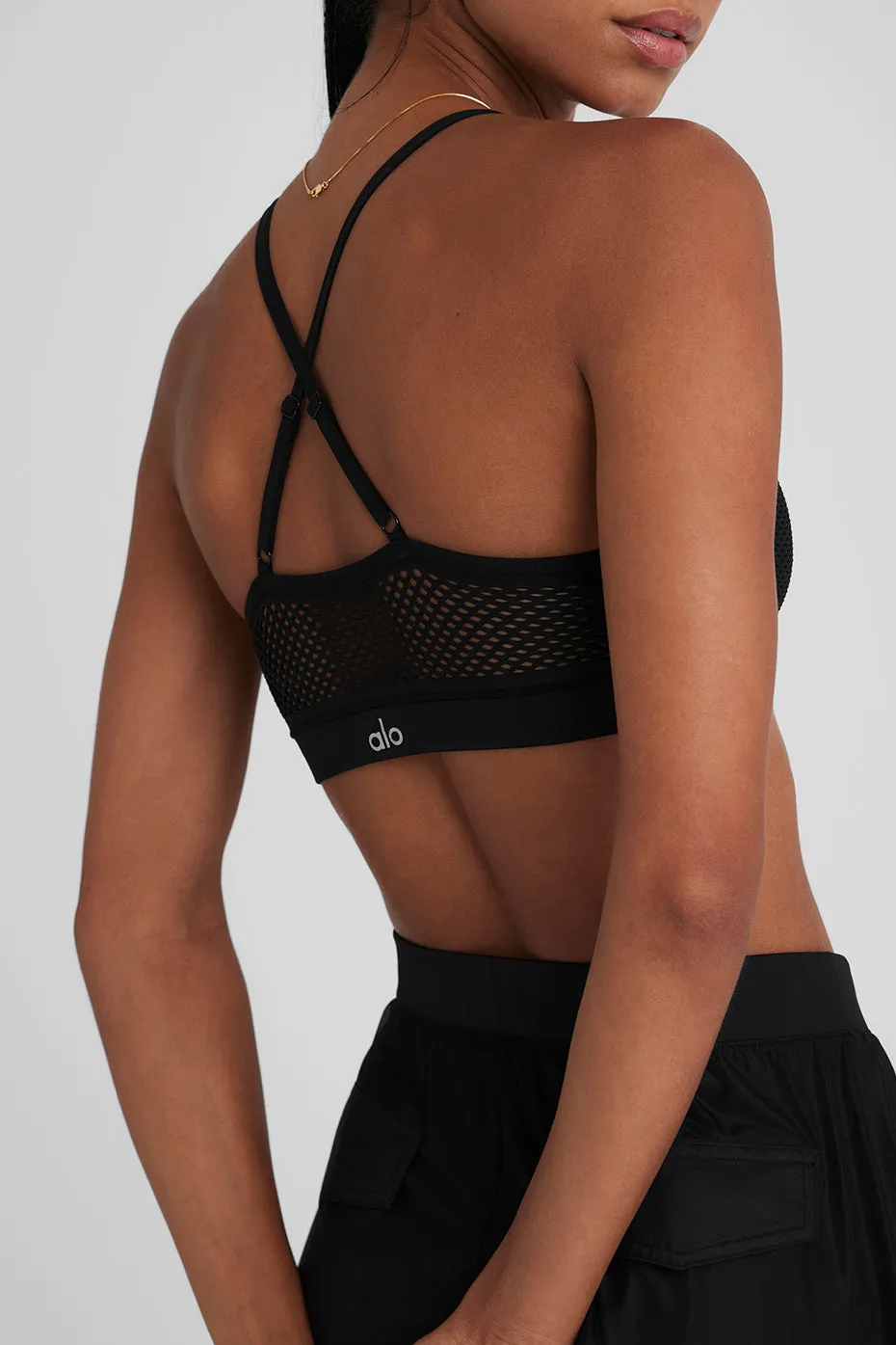 Seamless Open Air Barely There Bra - Black sold by Alo Yoga product image thumbnail 4