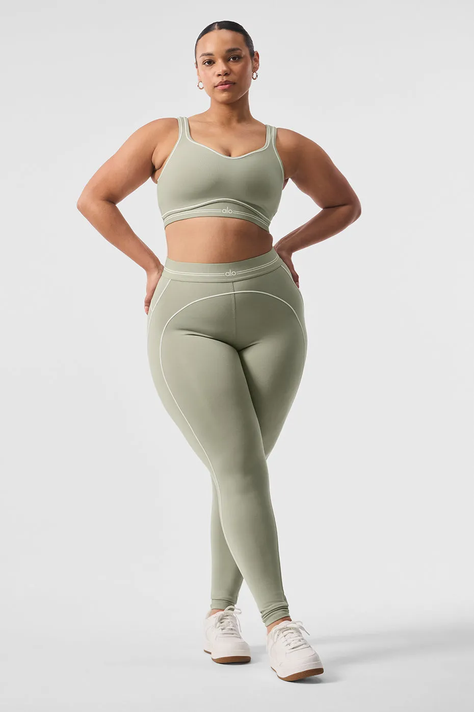 Airbrush High-Waist Heart Throb Legging - Limestone/White sold by Alo Yoga product image thumbnail 5