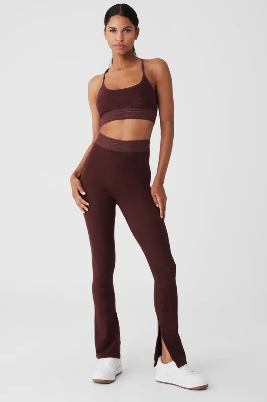 Seamless Luxe Terry Cuddle Bra & Seamless Luxe Terry Cuddle Legging Set - Cherry Cola made by Alo Yoga