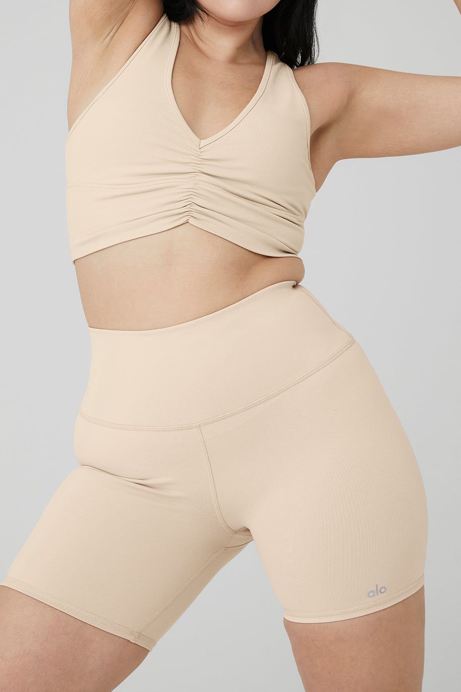 Wild Thing Bra & 5" Airbrush High-Waist Biker Short Set - Macadamia sold by Alo Yoga product image thumbnail 8