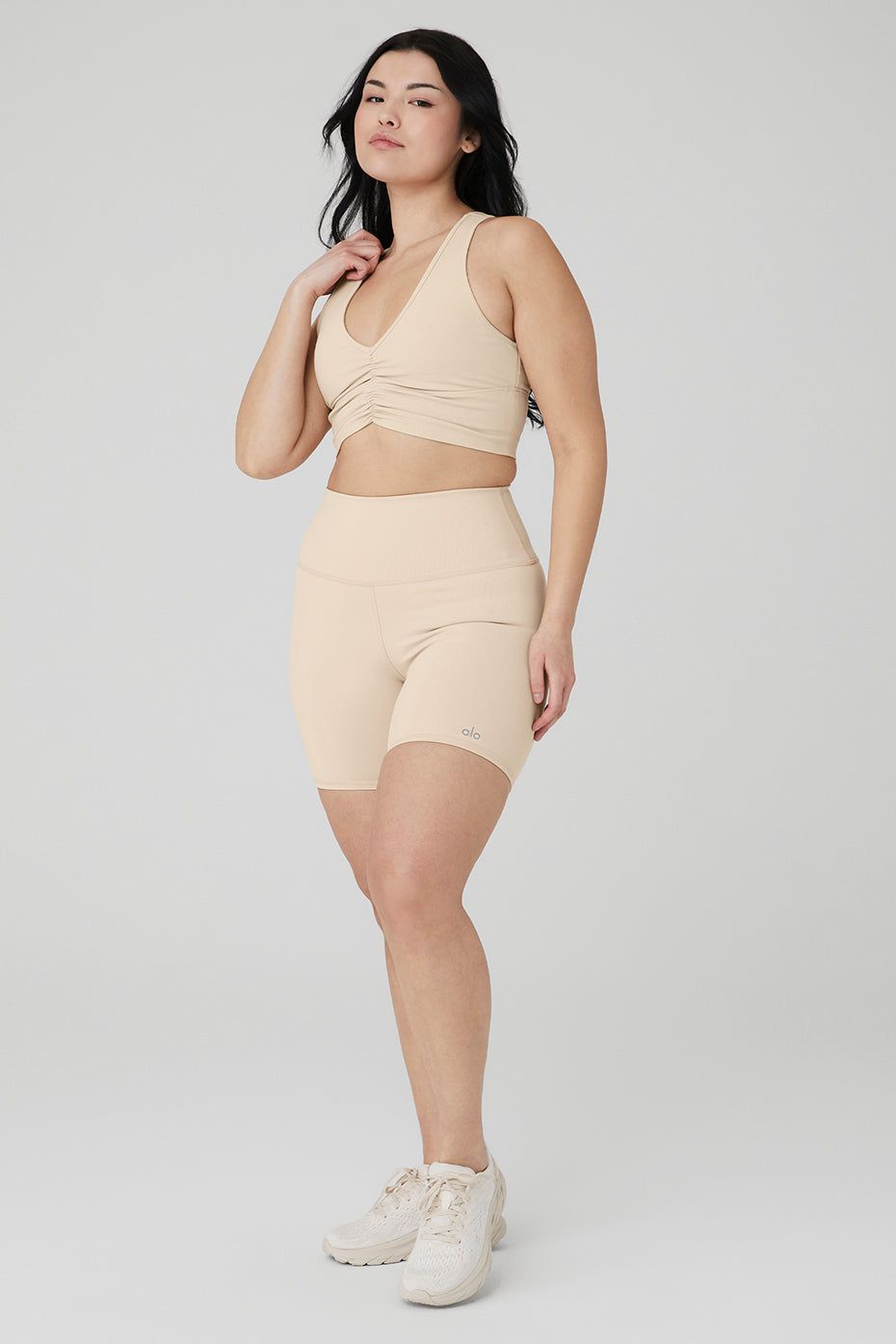 Wild Thing Bra & 5" Airbrush High-Waist Biker Short Set - Macadamia sold by Alo Yoga product image thumbnail 7