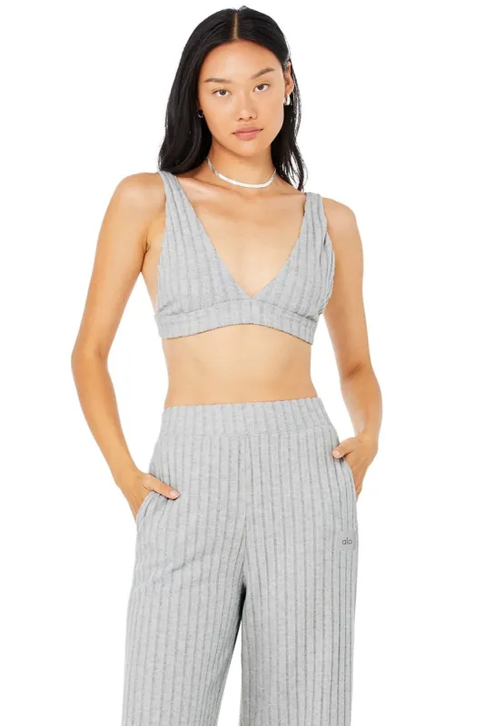 Ribbed Take Comfort Bra - Athletic Heather Grey sold by Alo Yoga