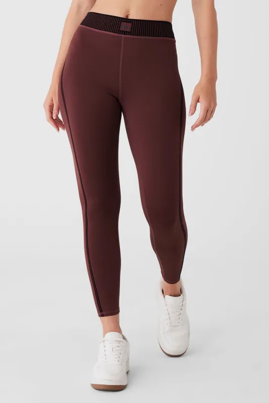 Airlift High-Waist 7/8 Line Up Legging - Cherry Cola sold by Alo Yoga