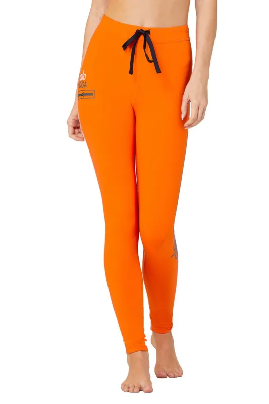 High-Waist Graphic Trinity Legging - Bright Tangerine/Anthracite sold by Alo Yoga