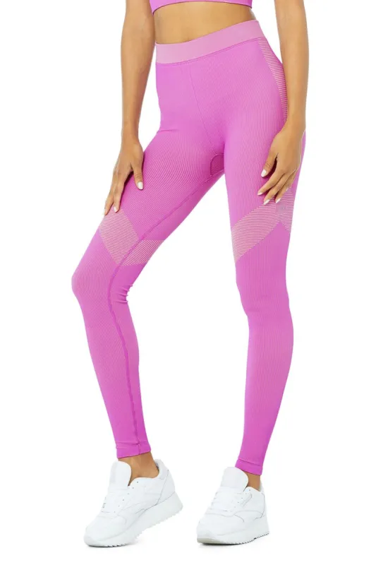 Illusion Seamless High-Waist Legging - Electric Violet/Acid Lime sold by Alo Yoga