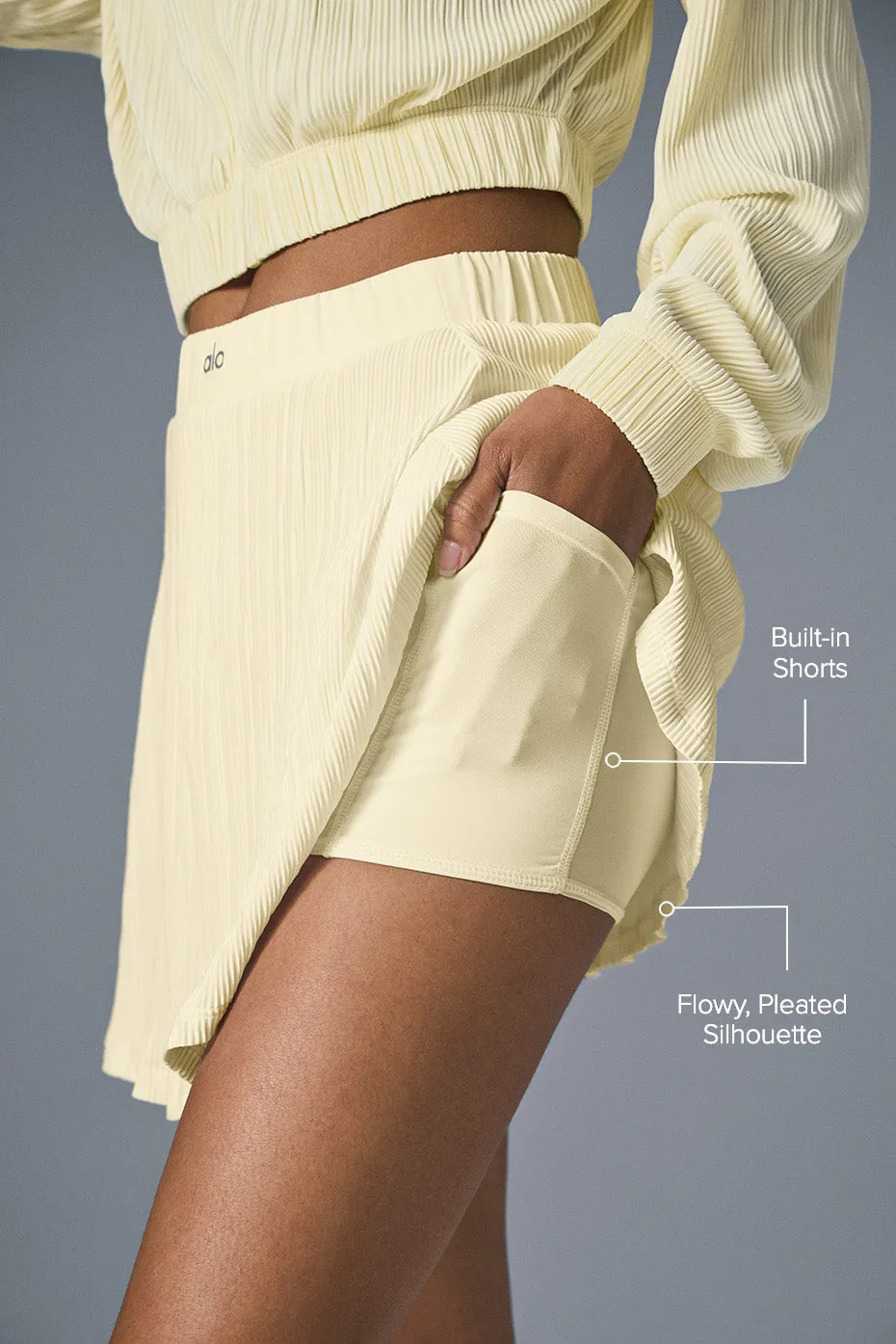 Micro Plisse Tennis Skirt - Lemon Ice sold by Alo Yoga product image thumbnail 2