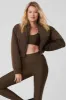 Cropped Break Line Bomber Jacket - Espresso sold by Alo Yoga