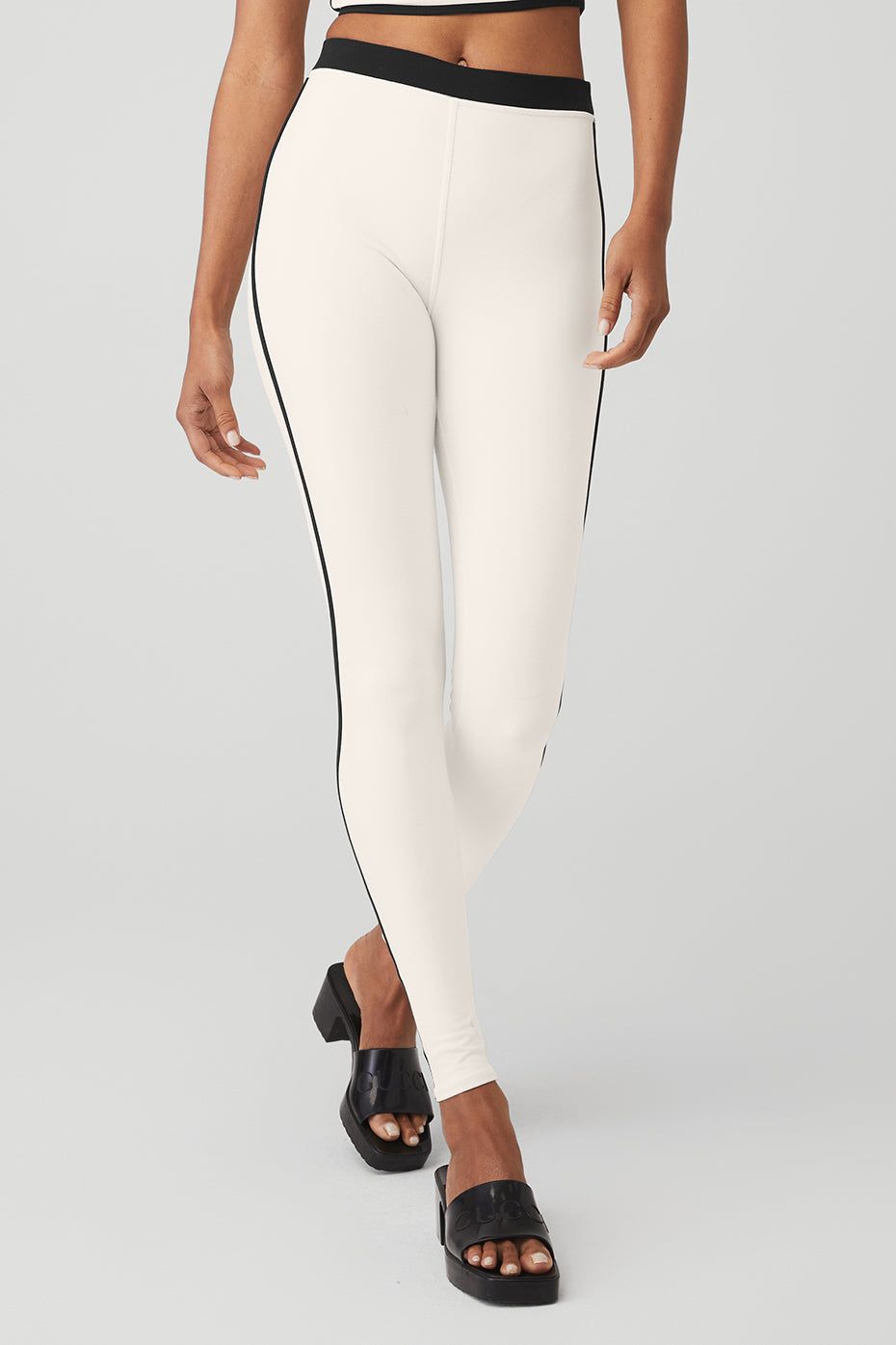 Airbrush High-Waist Streamlined Legging - Ivory/Black sold by Alo Yoga